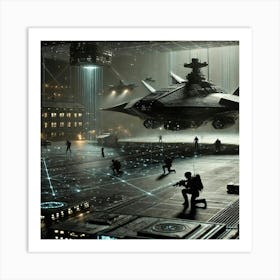 A Detailed Futuristic Scene Showing The Martian Do Art Print