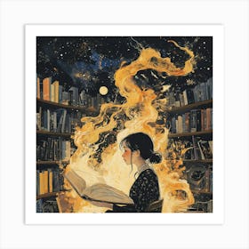 Girl Reading A Book 4 Art Print