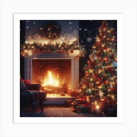 Christmas Tree In The Living Room 2 Art Print