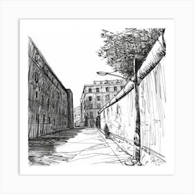 Berlin Wall Street Scene Art Print