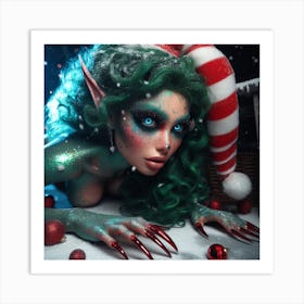 Elf In The Snow Art Print