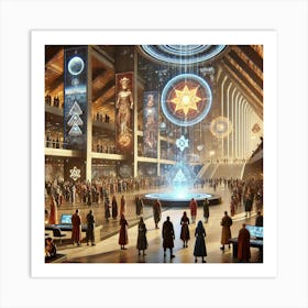 Promoting Unity Shared Traditions Futuristic Art Print