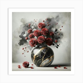 Roses In A Marble Vase 7 Art Print