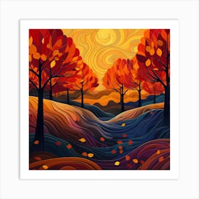 Autumn Landscape Painting Art Print