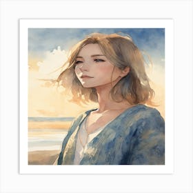 Girl By The Sea 1 Art Print