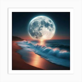 Full Moon Over The Ocean 10 Art Print