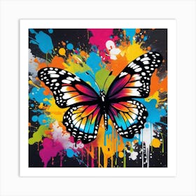 Butterfly With Paint Splashes 3 Art Print