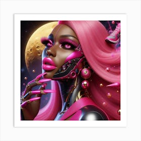 Hot Pink Diva Robot 9 Art Print