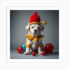 Circus Puppy (Series) Clown Art Print