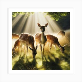 Deer In The Sun Art Print