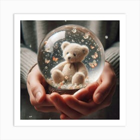 Snow Globe With Teddy Bear Art Print