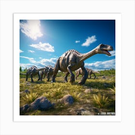 Dinosaurs In The Grass Art Print