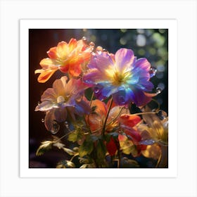 Colorful Flowers In A Vase Art Print