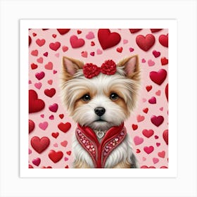 Valentine Yorkie Art Print