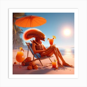 Alien At The Beach Art Print