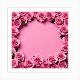 Pink Roses On Pink Background Art Print