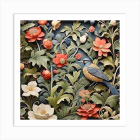 Bird In The Garden inspired by William Morris  Art Print