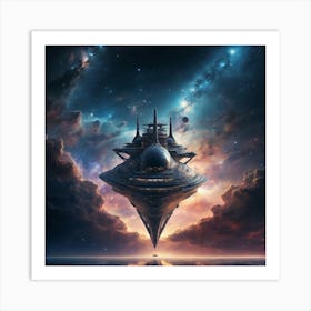 Spaceship In Space Art Print