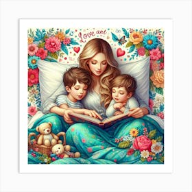 Mother Reading To Her Children 1 Art Print