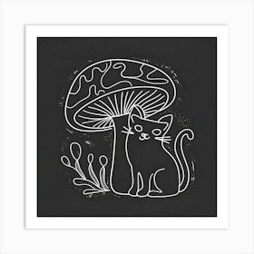 Cat And Mushroom Art Print