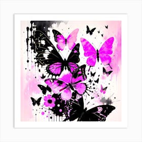 Pink Butterflies Art Print