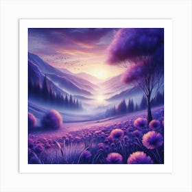 Purple Landscape Painting Poster