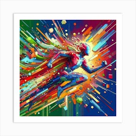 Colorful Man Running Art Print