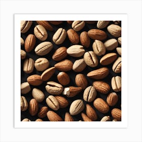 Almonds On A Black Background 8 Art Print