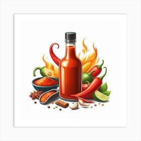 Hot Sauce Vector Illustration Art Print