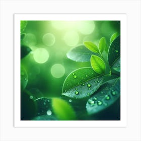 Raindrops on Leaves 3 Art Print