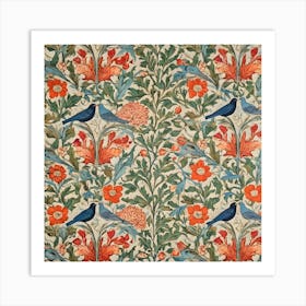 Blooms Of Love A William Morris Inspired Pattern Art Print