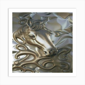 Horse Foil Embossed Art Super Realistic Chrome Art Print