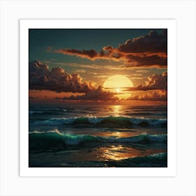 Sunset At The Beach 4 Art Print