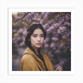 Asian Woman In A Yellow Coat Art Print