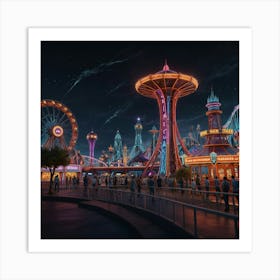 Disneyland At Night 1 Art Print