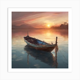 Sunset Boat Art Print