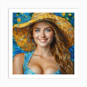 Girl In A Hat vb Art Print