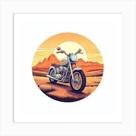 Motorcycle In The Desert Art Print