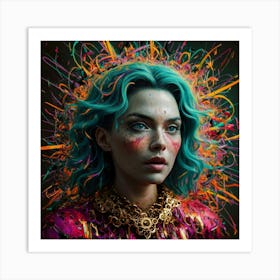 Girl With Blue Hair 1 Art Print