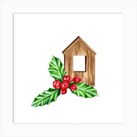 Wooden House with Mistletoe Art Print