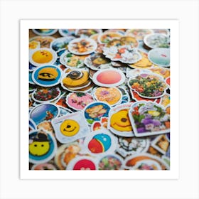 A Photo Of A Stack Of Stickers 2 Art Print