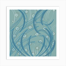Abstract Blue Feathers Art Print