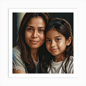 Portrait Of Mother And Daughter Art Print