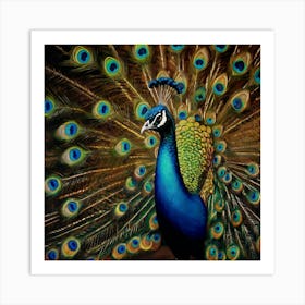 Default The Painting Portrays A Majestic Peacock With Its Vibr 0 Art Print