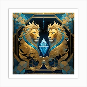 Lions and Diamonds Art Print