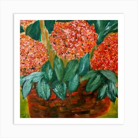 Hydrangeas In A Basket Art Print