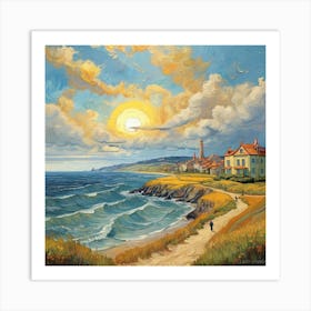 Van Gogh style, Sunny sea coast Art Print