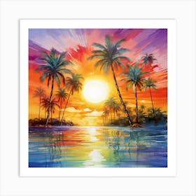 Sunset Palm Trees Art Print