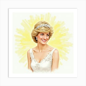 Elegant Watercolor Of Princess Diana Surrounded By Gentle Rays 1 Art Print