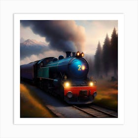 Train In The Mountains Art Print